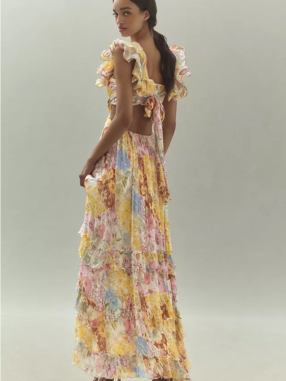 BHLDN ‘Alivia’ Multi-Color Floral Ruffle Maxi Dress